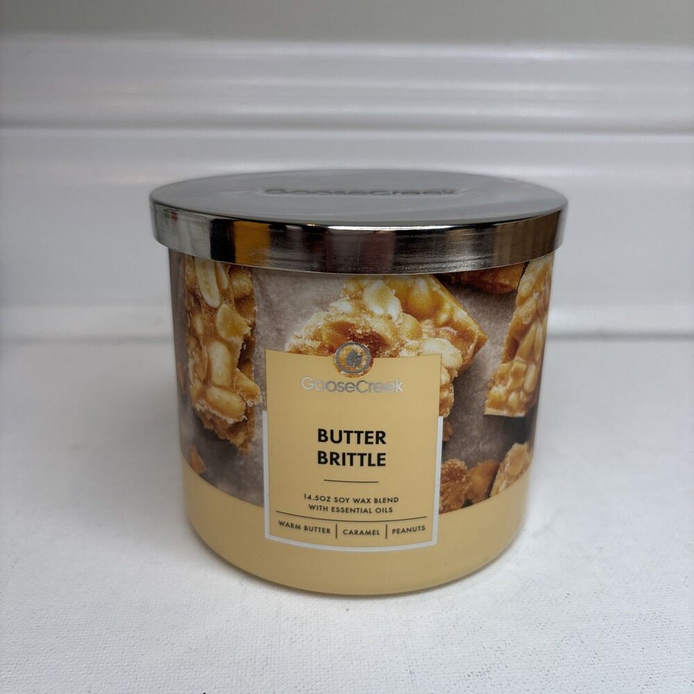 Goose Creek Butter Brittle 3 Wick Jar Candle 14.5 oz Fall Autumn Bakery Caramel
